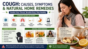 Natural home remedies for cough including honey, ginger tea, steam inhalation