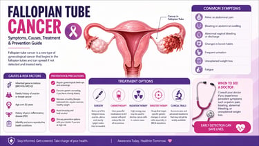 Medical illustration showing fallopian tube cancer with symptoms