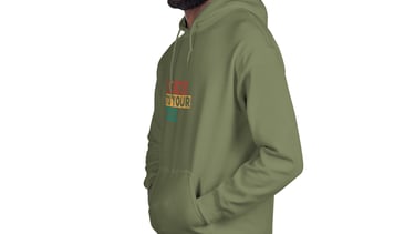 a man in a green hoodie with a green and yellow hoodie