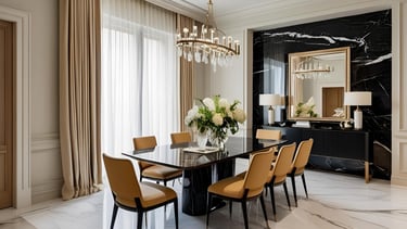 Dining room with Italian marble