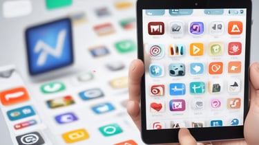 A hand is holding a smartphone displaying the WhatsApp logo on its screen. The text 'from Facebook' appears below the logo. The background is blurred, with cool blue tones and a grid-like pattern.