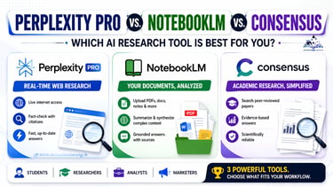 Perplexity Pro vs NotebookLM vs Consensus: Best AI Tool for Researchers, Students, and Analysts