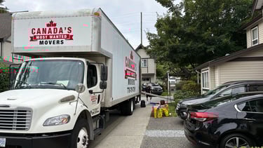 Canada’s Most Wanted Movers truck loading for a townhouse move in the Maple Ridge