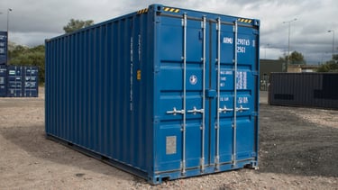 A new one trip blue 20ft high cube shipping container
