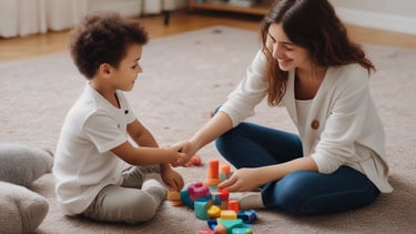 A serene therapy room with comfortable seating.