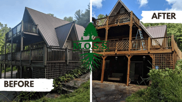 Soft washed wood home and deck