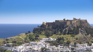 Greece, Rhodes, Lindos panoramic view