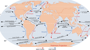 a map of the world showing the locations of the world's ocean currents