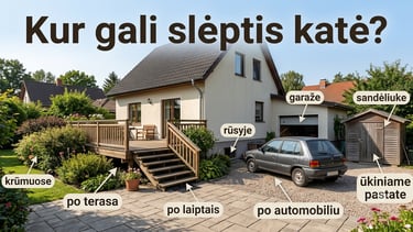 Vietos, kur gali slėptis dingusi katė prie namų