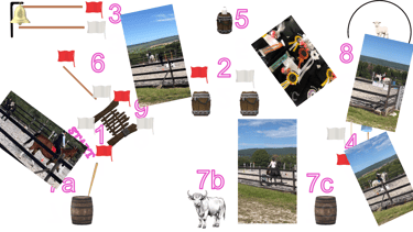 a collage of photos of a horse and a barrel of wine