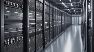 A hand is holding a smartphone displaying a website with the header 'LE SOLUZIONI'. The smartphone screen shows a section with an image of a person and text underneath. The background is a wooden table surface.
