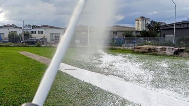 a sprinkler sprinkler sprinkles foam in the grass