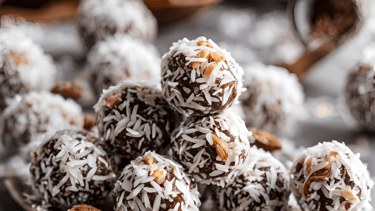 a bunch of energy balls on a plate