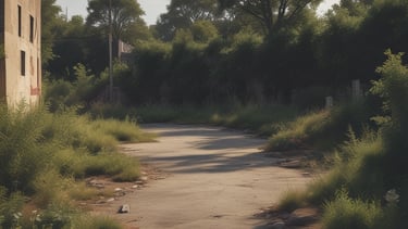 empty hallway between concrete buildings during daytime