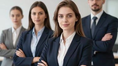 A lawyer consulting with a small business owner in a cozy office