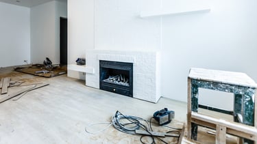 Living room being remodeled.