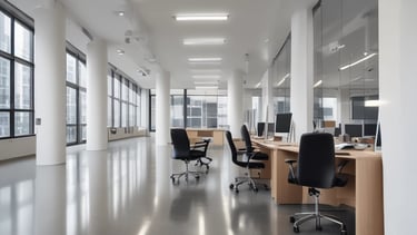 Bright and tidy modern office space after cleaning