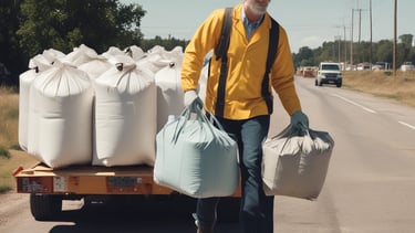 Technicians using specialized equipment to contain and clean an environmental spill outdoors