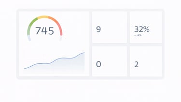 Generic dashboard interface showing multiple credit score variations and data updates over time