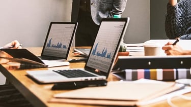 business meeting with laptop computers