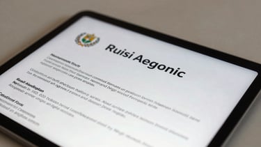 A close-up high-fidelity mockup of official Nigerian corporate documentation templates on a sleek tablet screen, soft geometric background