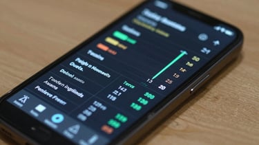 A sharp, clear image of data visualization on a mobile screen, emphasizing precision and technical excellence in a professional setting.