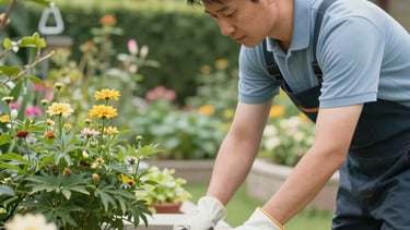 A handyman fixing a door lock in a residential building.