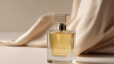 Close-up of a luxury perfume bottle surrounded by soft natural light.