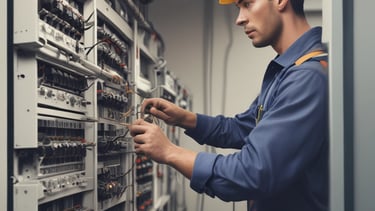Electrician working on residential electrical wiring in Campo Grande