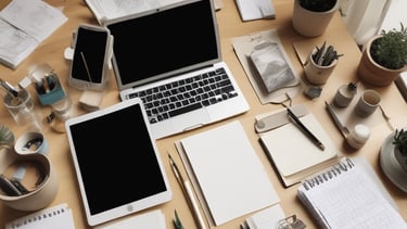 A close-up of hands typing on a keyboard with website code and design sketches visible