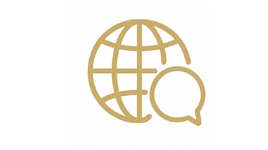 Icon representing multilingual dental care: English, Spanish, Russian