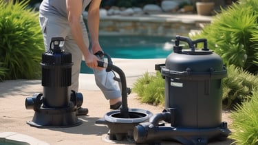 Modern underwater LED lights glowing in a renovated pool at dusk