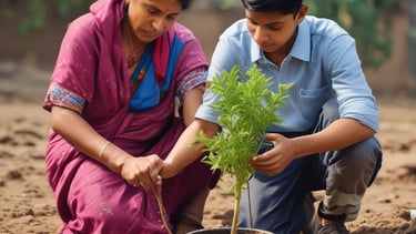 A family discussing financial literacy concepts around a table