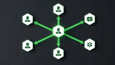 Clean isometric flow diagram showing a consumer lead passing through a TCPA verification filter node into an electric green routing path, dark background, sharp focus.