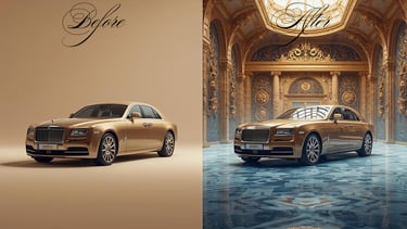 Image avant, après, une voiture de luxe a