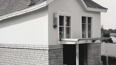 Inspector examining a home's roof under bright daylight
