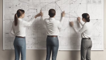 A brainstorming session with creative ideas on a whiteboard.