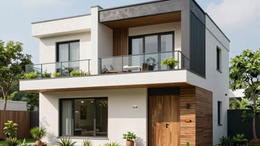 a large white house sitting on top of a lush green field