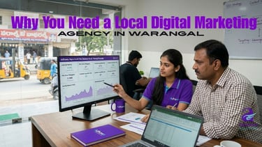 Small business owner working with a digital marketing agency in Warangal to get more customers.