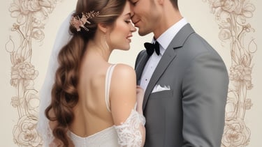 zeige ein hochzeitspar die sich verliebt zeigen