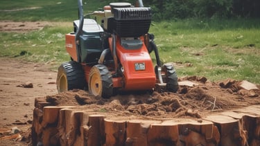 Gardening tools neatly arranged beside a freshly pruned shrub