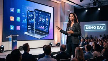 Demo Day Pitch Deck: No Text Format for Product Demos