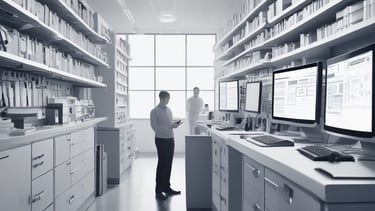 Illustration of AI analyzing patient data within an EHR interface.