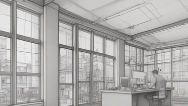 A modern residential development nestled in a natural landscape under a cloudy sky.