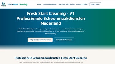 Fresh Start Cleaning homepage featuring professionele schoonmaakdiensten in Nederland with service