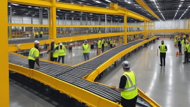 Team of workers coordinating a large-scale labor project