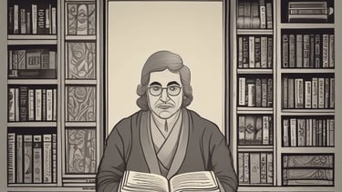 a man in a suit and glasses is holding a book