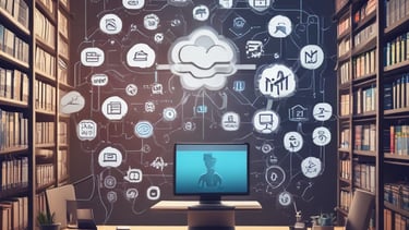 Graphic showing automation processes with gears and arrows