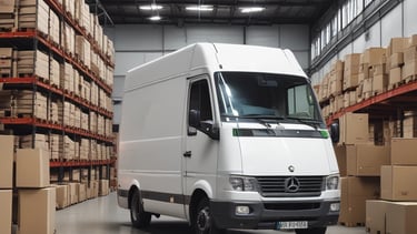A delivery truck loaded with tech equipment.