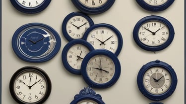 a white wall with many clocks on it